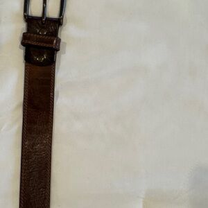 Johnston & Murphy Dark Brown Leather Belt with Silver Buckle